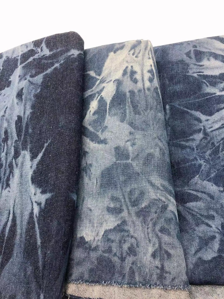 Sewing Tie Dye - タイダイデニム生地（メートル単位）針仕事用ジーンズ、コート、ズボン、スカート、DIY服、縫製、テキスタイル、布、柔らかい、着用可能、ブルー