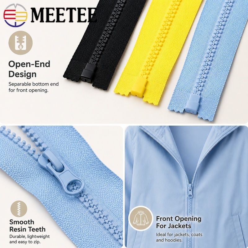 Sewing Front Zipper - 5個入り 40-120cm 5 # 樹脂製プラスチックジッパー、オープンエンド、分離可能、オートロック、ジャケット、コート、パーカー、ステージ衣装、フロントクロージャー、修理、縫製