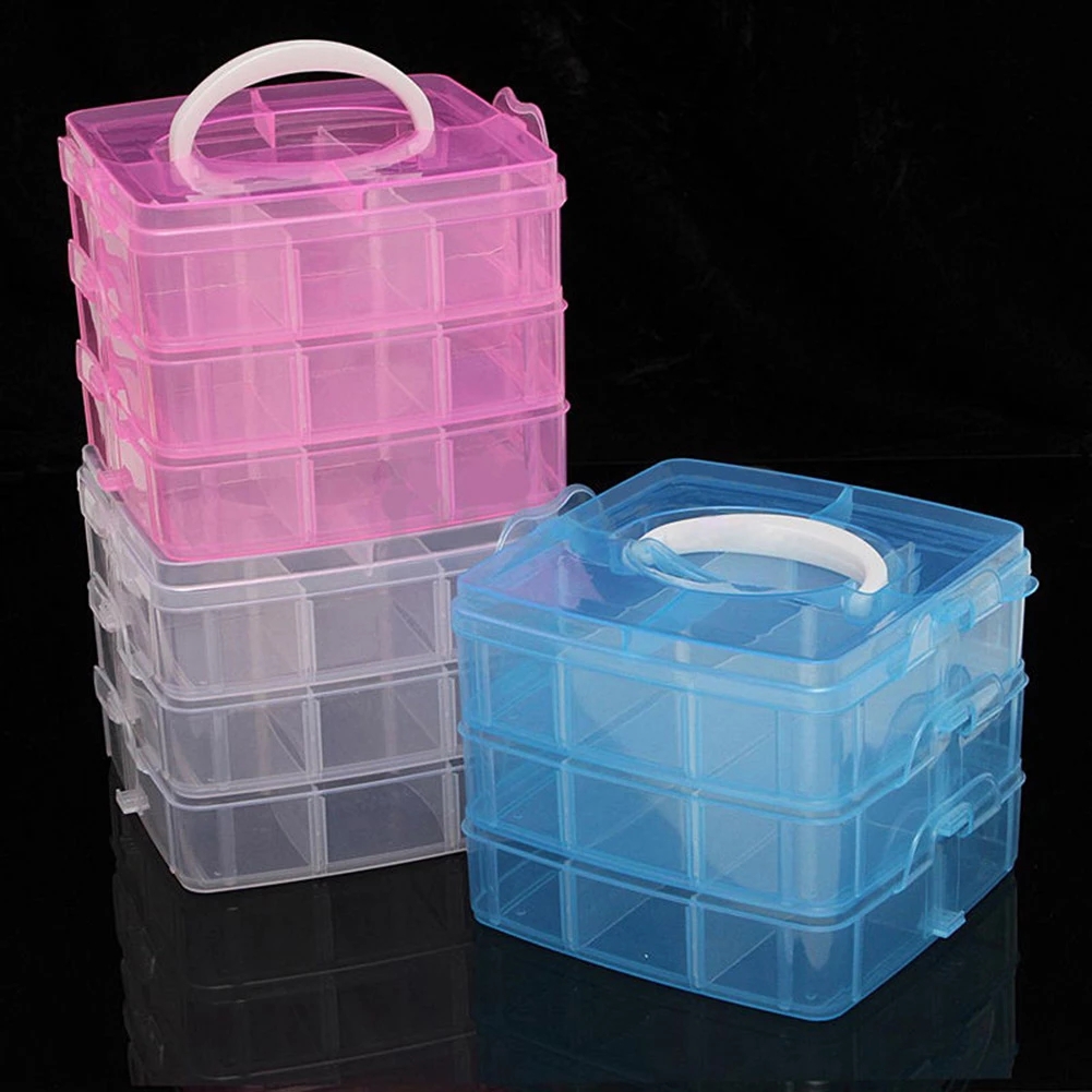 Bobbin Organizer Box - 3層18コンパートメントプラスチック刺embroidery収納ボックスflossボビンビーズ収納オーガナイザーDIYクロスステッチソーイングツール