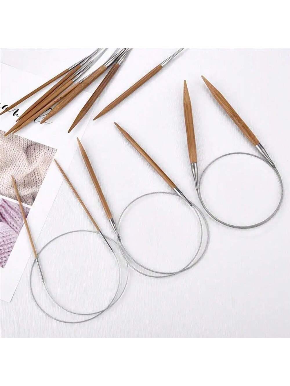 Sewing Necessities - 1 個 3.0-10 ミリメートル天然竹円形編み針ステンレス鋼管フープ編み針 DIY 手縫いツール用品
