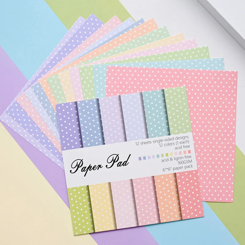 Pattern Tissue Paper - 12枚入り 6インチ×6インチ ドットグリッドパターン クラフト紙 手作りアートペーパー 背景パッド