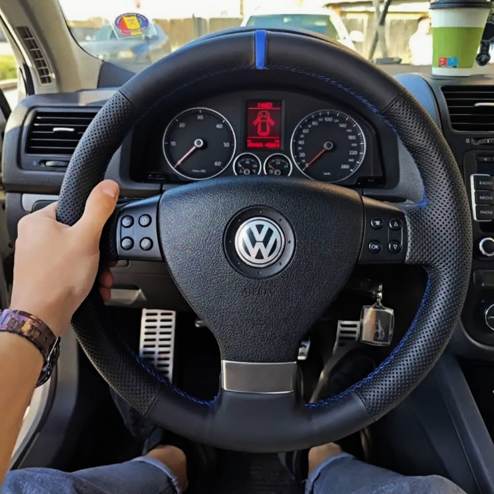 Sewing Gt - カスタマイズ手縫いマイクロファイバー革車のステアリングホイールカバーフォルクスワーゲンゴルフ 5 Mk5 GTI VW ゴルフ