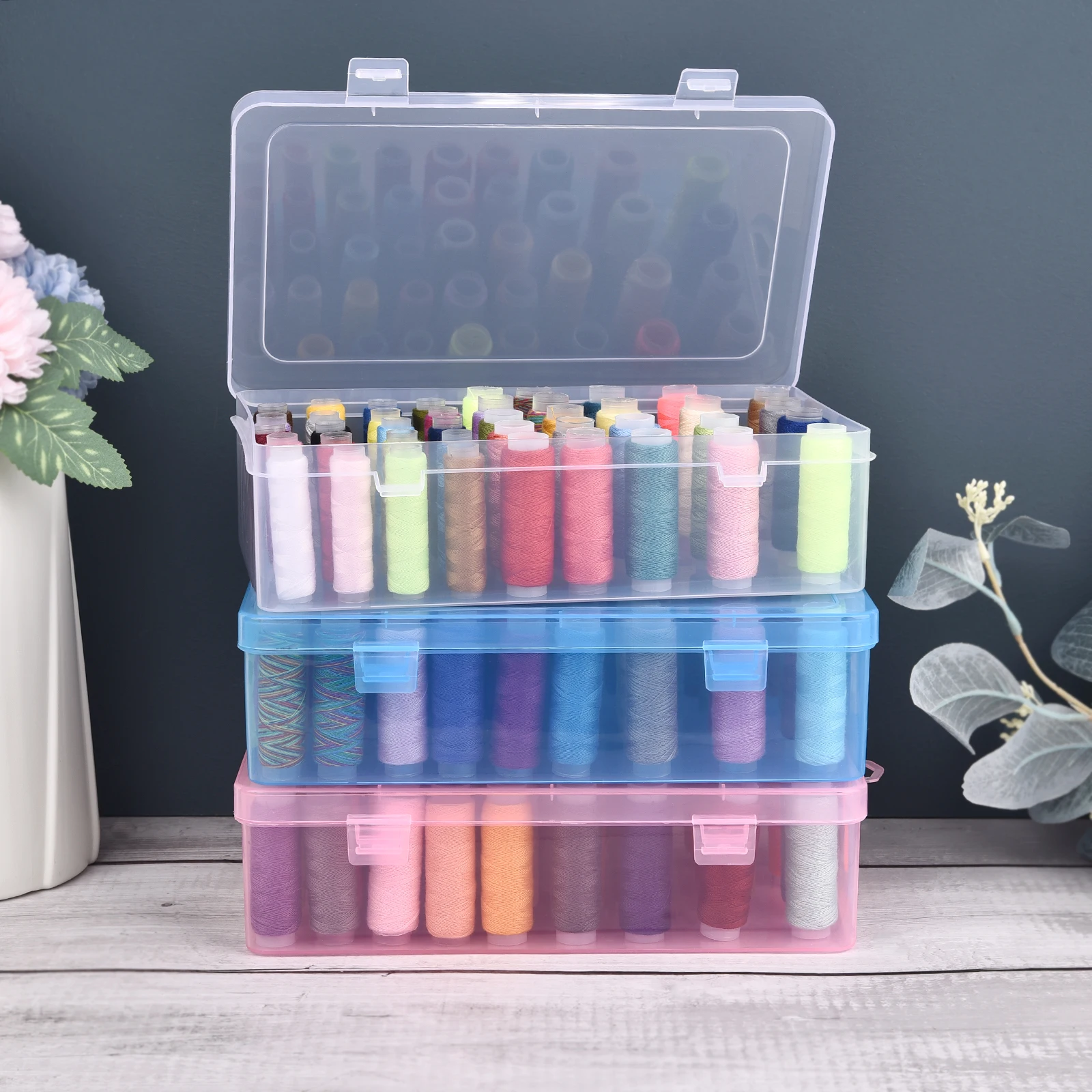 Bobbin Organizer Box - 新しい 24 グリッドスプールオーガナイザー/42 軸ミシン糸ボックスボビン収納ケース透明針家庭用 DIY 縫製アクセサリー