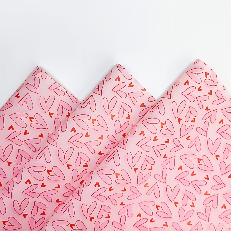 Pattern Tissue Paper - 50枚入り明るいピンクのハート柄ティッシュ包装紙＆ハート柄 - 花束包装、クリスマスDIYクラフトに最適