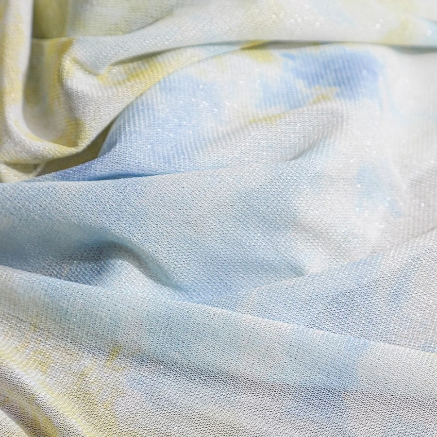タイダイニット生地 イエロー ホワイト ブルー オンブレ ソ - Sewing Tie Dye のレビューと価格