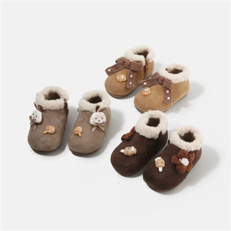 冬の新しいベビーシューズ革暖かい毛皮蝶結び幼児子供靴ファッシ - Sewing Gt のレビューと価格