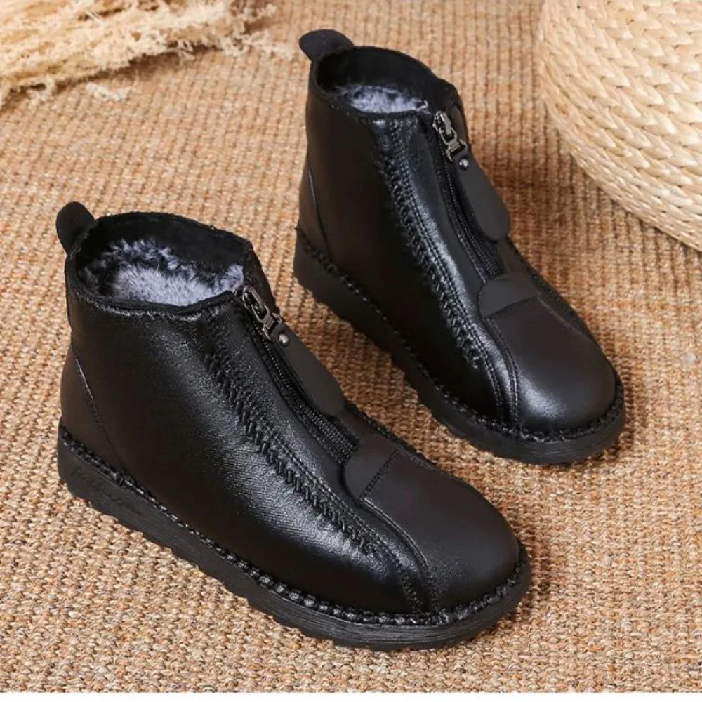 女性用スクエアヒールヒョウ柄ブーツ,ラージシングルブーツ,フ - Sewing Front Zipper のレビューと価格