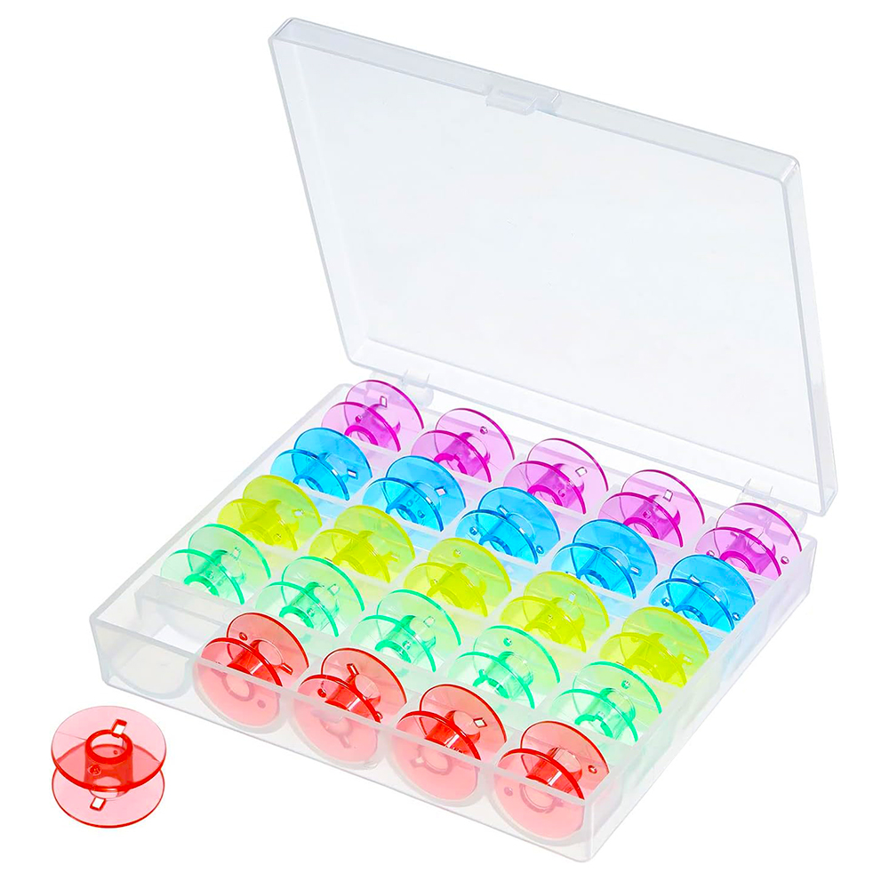 25 ピース/セットプラスチック糸ボビンミシンスプール収納ボ - Bobbin Organizer Box のレビューと価格