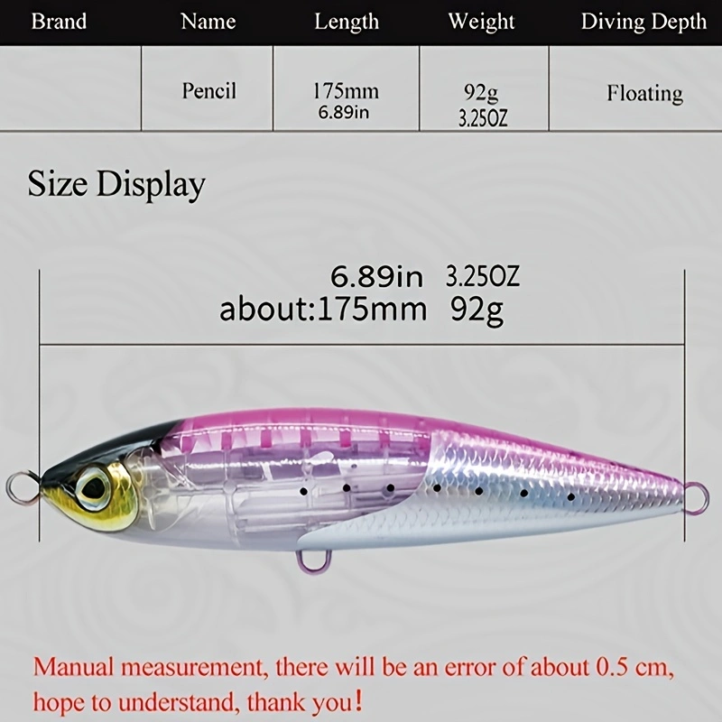 17.5CM 92G フローティングペンシルルアー ビッグゲ - Sewing Gt のレビューと価格