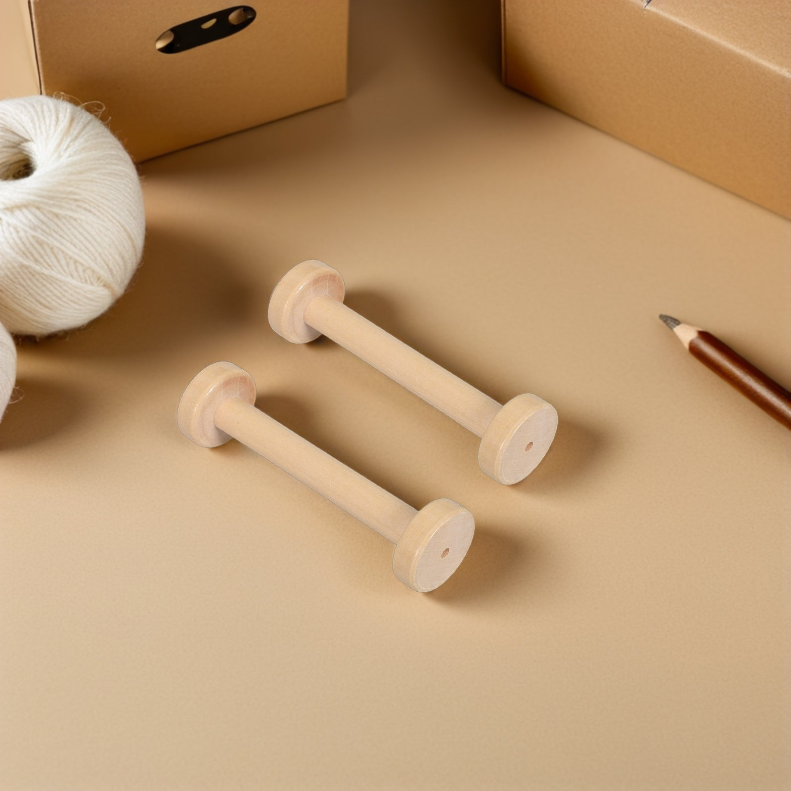 5個入り木製スプール ナチュラルヴィンテージテキスタイルボビ - Vintage Sewing Textile のレビューと価格
