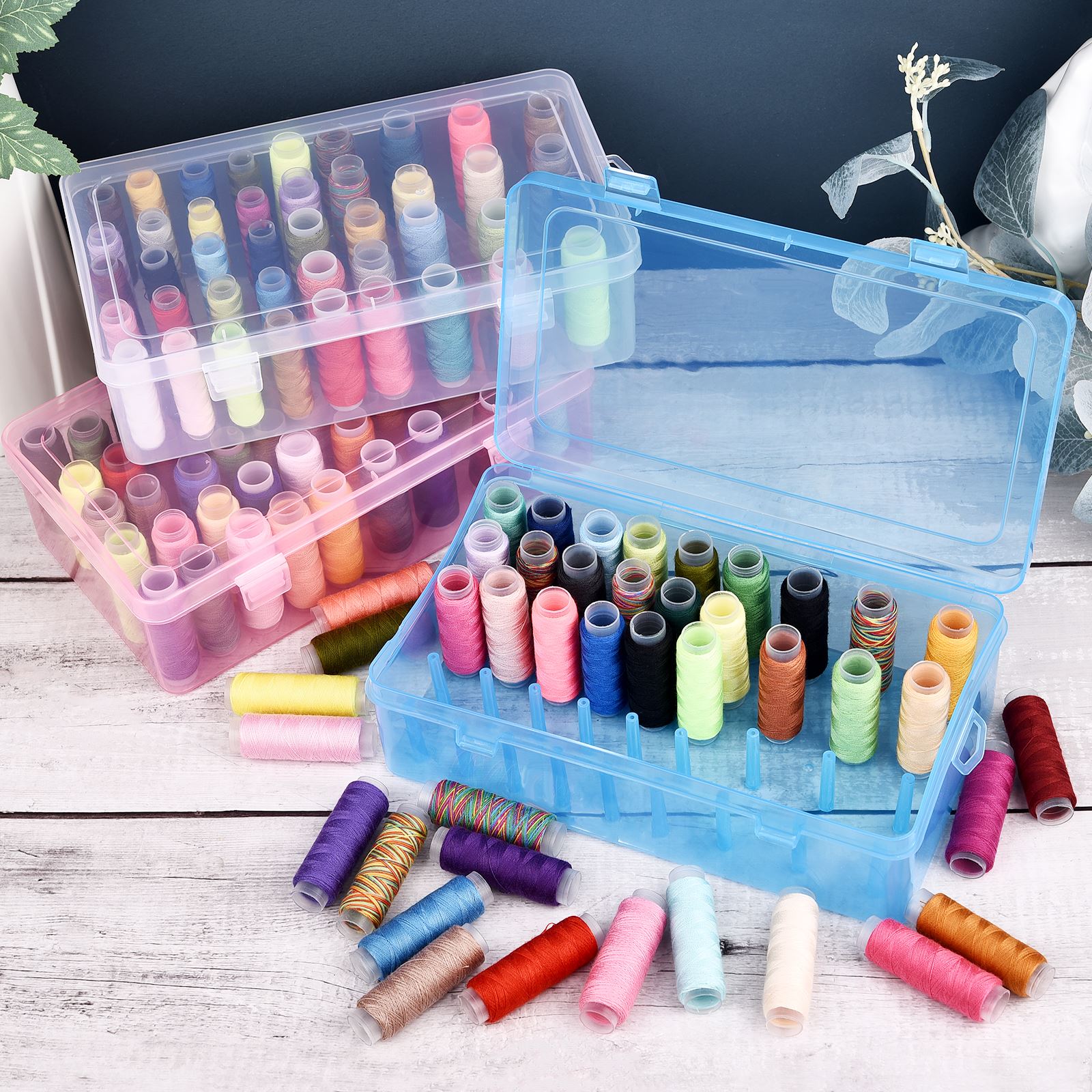 42 軸ミシン糸ボックスボビン収納ケース透明針スプール 24 - Bobbin Organizer Box のレビューと価格