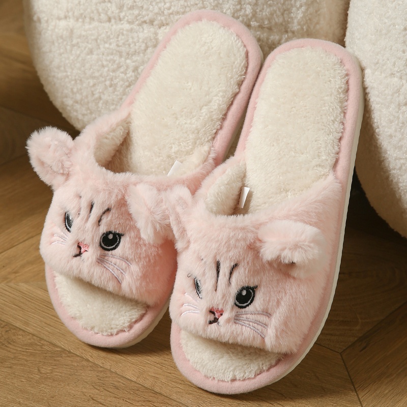 かわいい猫のぬいぐるみ風ビーチサンダル、男女兼用、暖かいふわ - Sewing Garment のレビューと価格