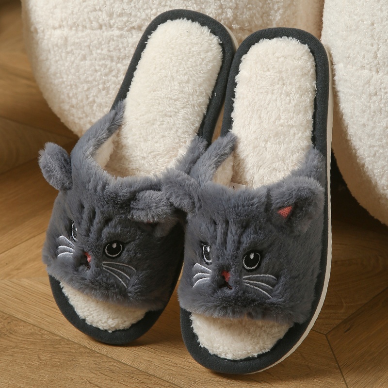 かわいい猫のぬいぐるみ風ビーチサンダル、男女兼用、暖かいふわ - Sewing Garment のレビューと価格