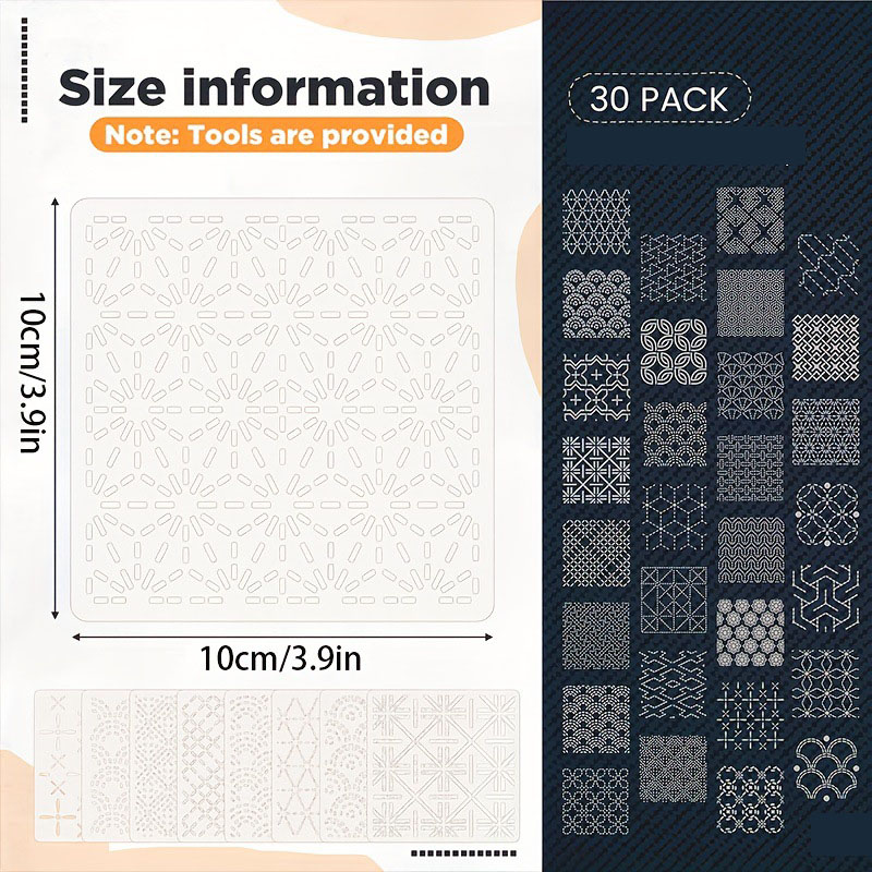 30 個の刺繍テンプレート DIY 刺繍パターン幾何学ライン - Sewing Expert のレビューと価格