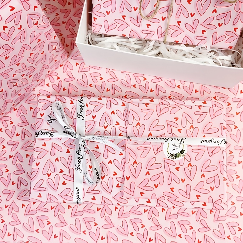 50枚入り明るいピンクのハート柄ティッシュ包装紙＆ハート柄  - Pattern Tissue Paper のレビューと価格