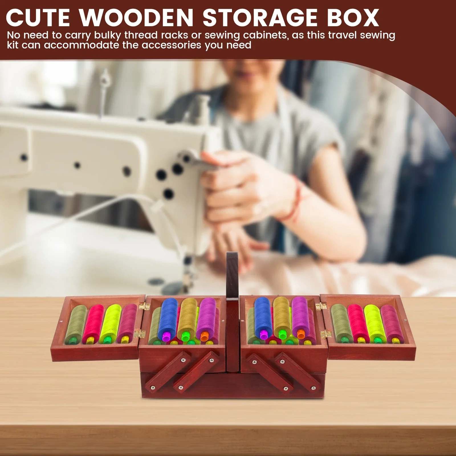 拡張可能な縫製糸箱木製ヴィンテージボビン空の縫製リールバスケ - Bobbin Organizer Box のレビューと価格