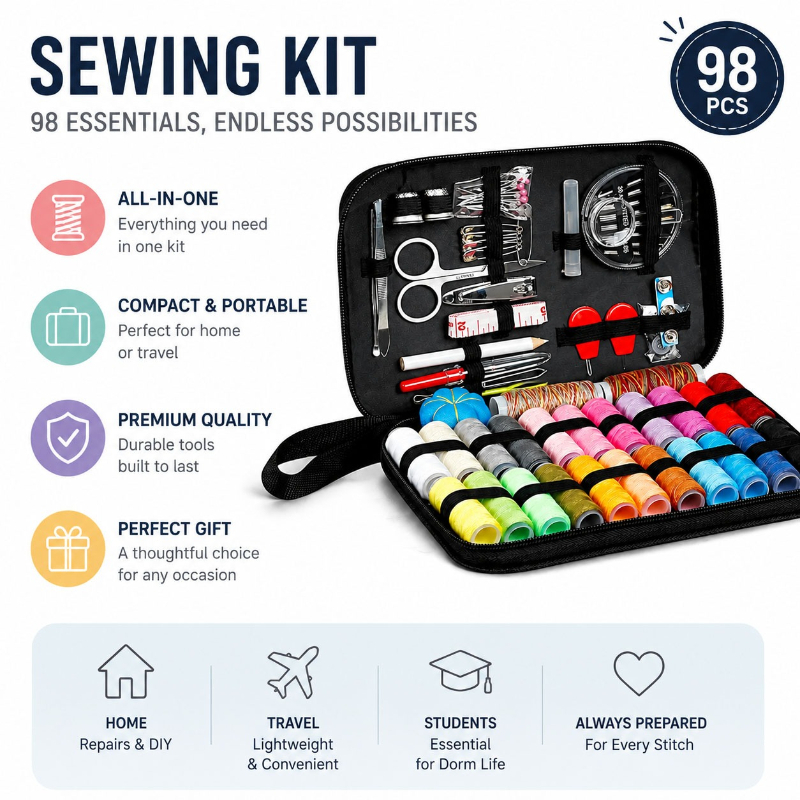 68/98個入り裁縫道具セット、裁縫工芸キット、便利で持ち運 - Sewing Necessities のレビューと価格