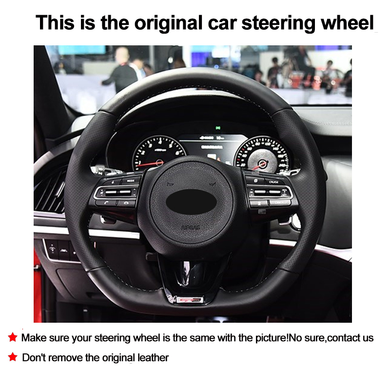 手縫製車のステアリングホイールカバー編組ラップ起亜スティンガ - Sewing Gt のレビューと価格
