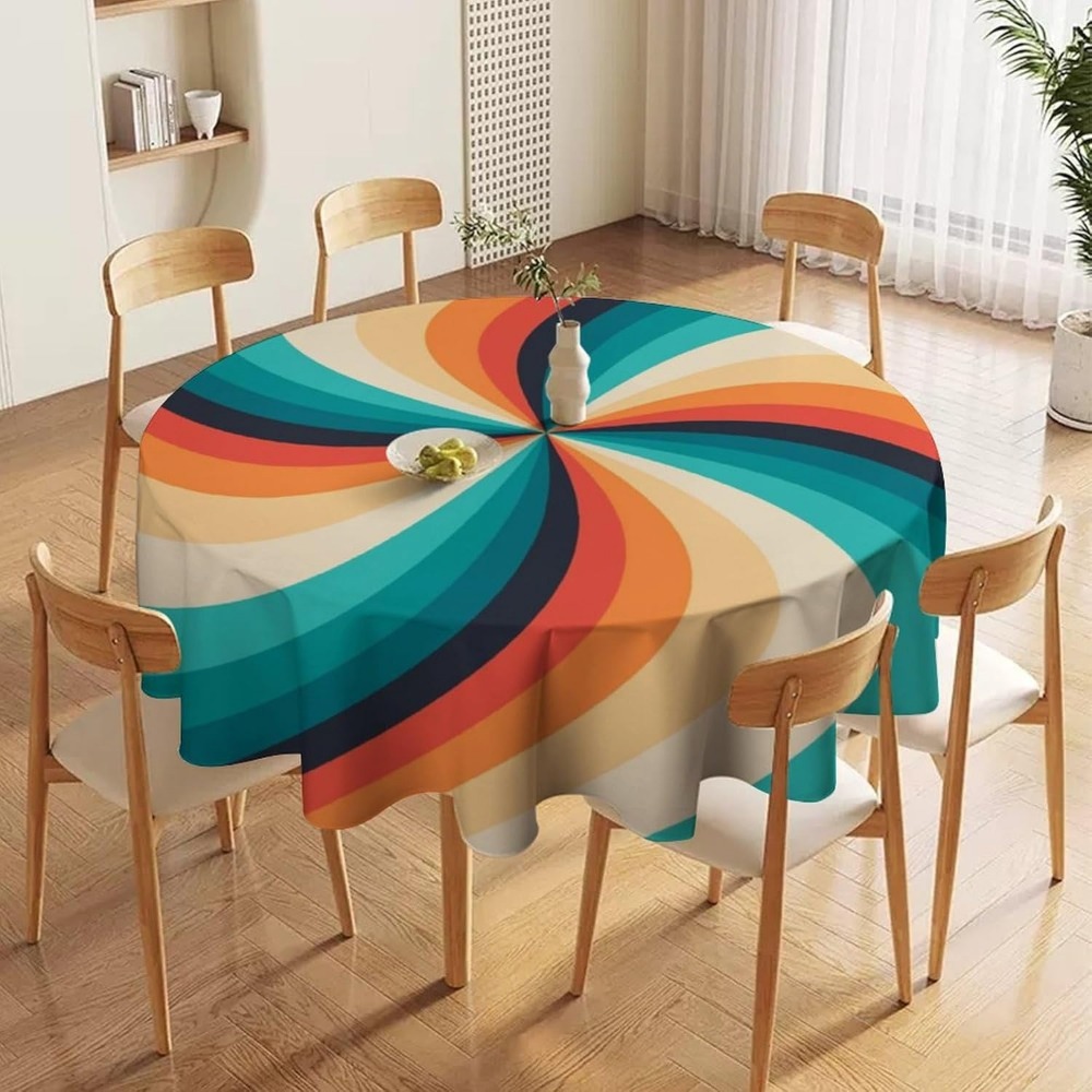 ヴィンテージ グルービー スワール ラウンド テーブルクロス - Century Textile & Sewing Supply Photos のレビューと価格
