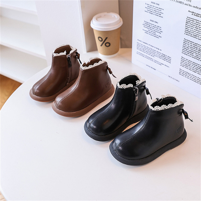 子供用バタフライノットレザーアンクルブーツ,ラバーソール,レ - Sewing Gt のレビューと価格