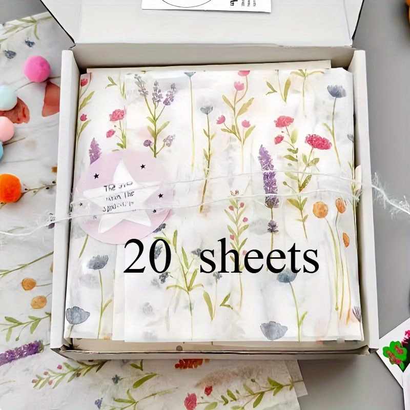 20枚 ラベンダープリント ギフト包装紙 ティッシュペーパー - Pattern Tissue Paper のレビューと価格